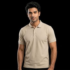 Custom Heavy Tees 2026 Thick Cotton Knitted for Polo <b>T</b>-<b>Shirts</b> High <b>Collar</b> Big and Tall Fit Solid Color Quick Delivery - Product Image 1
