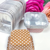 Vente flash 76*76*31mm 3*1 pouces 100ml Barquettes carrées en aluminium pour aliments de qualité alimentaire avec couvercle en plastique résistant au four