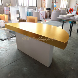 Tavolo da tavolo per torte nuziali acrilico oro bianco mezzo tondo di fabbrica personalizzato di alta qualità - Product Image 2