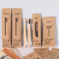 Kit d'articles de toilette jetables écologiques en papier kraft pour chambre d'hôtel