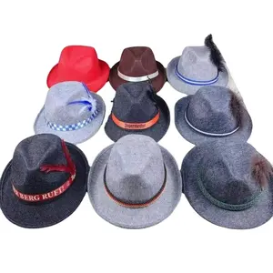 İsviçre alman Oktoberfest alp şapka bavyera Oktoberfest dokulu şapka tüyleri ile erkekler ve kadınlar için