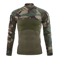 Chemise tactique de combat pour hommes 1/4 Zip manches longues BDU Stretch Slim Fit Shirts Camo EDC T Shirt avec poches Quick Dry