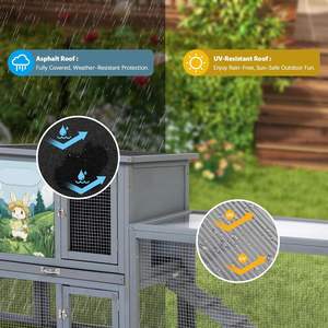 Maison pour lapins Hamster 94.5 "<span class=keywords><strong>extra</strong></span> <span class=keywords><strong>large</strong></span> gris clapier à lapins en bois de 2 étages avec plateau coulissant toits résistants aux intempéries pour 2 + lapins - Product Image 2