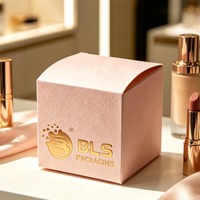 Boîtes en papier carrées pour cosmétiques, design élégant, haute qualité, pliables, personnalisées, estampage à chaud doré, rouge à lèvres rose, parfum