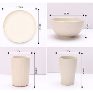 <span class=keywords><strong>Set</strong></span> di stoviglie da <span class=keywords><strong>picnic</strong></span> in plastica riutilizzabile ecologica in paglia di grano per bambini e adulti - Product Image 2