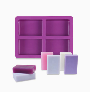 DeSheng Custom Thick Durable Violet 4-Cavity Silicone Rectangle Mold Reusable for <b>Soap</b> & Brownie Baking Handmade Cake Tools - Product Image 3