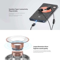 Écouteurs Xiaomi Type-C intra-auriculaires avec micro et commande à trois boutons, options noir et blanc, réduction de bruit, étanchéité IP54, ENC