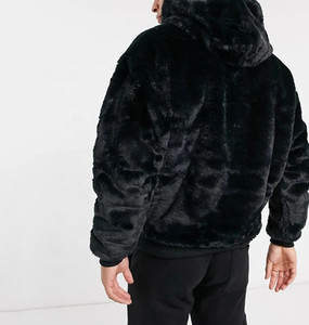 black faux fur hoodie men's