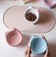 Cuenco de cerámica para gatos con diseño de lazo, elevado, inclinado, antivómito, con forma de gato, portátil, para alimentación de mascotas, para gatitos pequeños