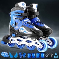 Patins à roulettes agressifs pour enfants en gros, tailles réglables, roues clignotantes en PVC, chaussures de roller pour enfants, casque ABEC-7
