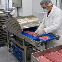 Nouvelle machine à trancher la viande horizontale automatique, certification CE ISO, épaisseur réglable pour tranches de bœuf frais, shawarma, gyro.