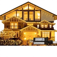 Guirlandes lumineuses LED en forme de glaçons, rideaux lumineux de Noël, lumières en cascade, lumières féériques solaires, multicolores, télécommandées