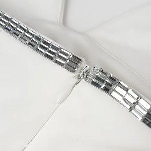 Abiti da <span class=keywords><strong>donna</strong></span> senza maniche Sexy con scollo a V a metà Modulare elegante abito Midi con finiture in diamanti <span class=keywords><strong>bianchi</strong></span> abito da sera da festa - Product Image 6