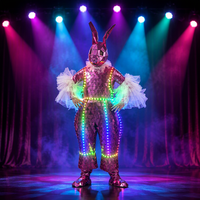 Costumes LED Lapin Rose Miroir pour Bar, Fête d'Anniversaire, Parc d'Attractions, Spectacle Ambulant, Défilé de Rue, Costumes Réfléchissants Effet Miroir