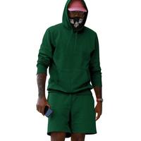 Ensemble de survêtement pour homme en velours rembourré à capuche, couleur unie, décontracté, sportif