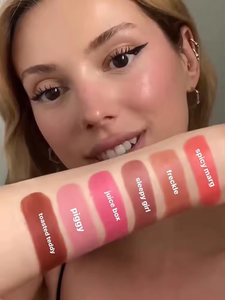 2024新しい3in1カスタムロゴチークリップダークスキンゼリーマッドビーガンクルーティフリーミニブラッシャースティックグローサテンクリームブラッシュ - Product Image 2