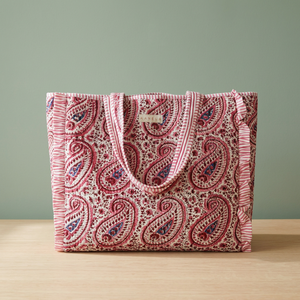 Bolsa de Mano de Algodón Hecha a Mano de Color Sólido con Cierre de Cremallera, Elegante Estampado Floral, Bolsa de Hombro Acolchada para Mujer para Compras Diarias - Product Image 2