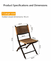 Chaise pliante d'extérieur en rotin PE |   Chaise portable tissée à la main
