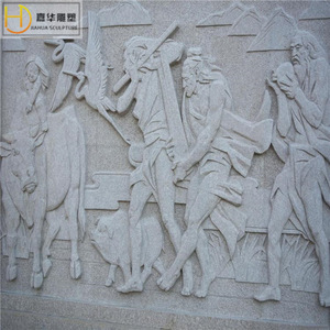 Relieve mural de piedra tallada Jiahua, estilo chino, con figuras y símbolos. - Product Image 5