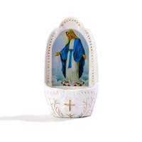 Komi Fuente de Agua Bendita Colgante de Cerámica Personalizada con Patrón de Imágenes de Jesucristo Religioso Católico al por Mayor