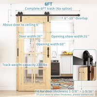 AAG Fabricante de fábrica Estilo único Negro Níquel cepillado Bypass Puerta corredera de Granero Hardware y Hardware Kit para puertas dobles