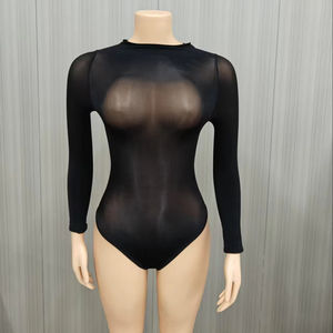 Viviblook Z0208BS Combinaison sexy pour femmes à manches longues très élastiques, combinaison transparente sexy - Product Image 1