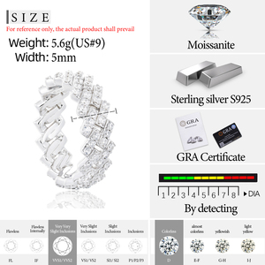 <span class=keywords><strong>Anello</strong></span> Unisex alla Moda, Gioiello in <span class=keywords><strong>Argento</strong></span> Sterling 925 con Diamante Moissanite VVS <span class=keywords><strong>da</strong></span> 5mm, <span class=keywords><strong>Anello</strong></span> Cubano Iced Out per Uomo e Donna - Product Image 6