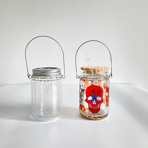 Projecté sur le mur ou le <span class=keywords><strong>sol</strong></span> Bocaux Mason lumineux en verre à double paroi de 11oz avec 2 couvercles - Product Image 3