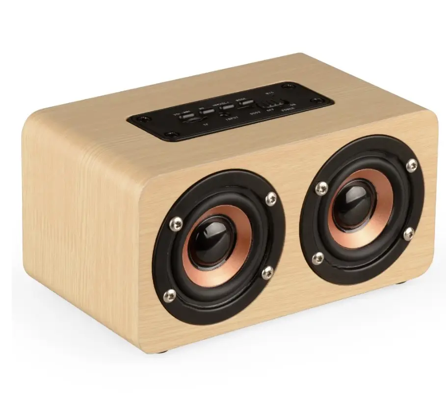 High Sound Quality Portable 6 Inches MDF Wooden Box Wireless Bluetooths Speaker With 1500mAh Certified Rechargeable Battery