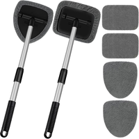 Kit de brosse de lavage de voiture télescopique réglable en microfibre Anguard Blue avec grattoir à glace pour pare-brise