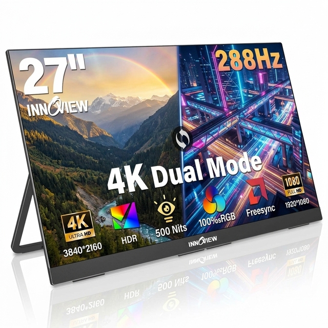 High Definition 27 Inch 4K UHD Portable Gaming Monitor 120Hz Dual Mode Display IPS 500 Nits HDR for Laptop