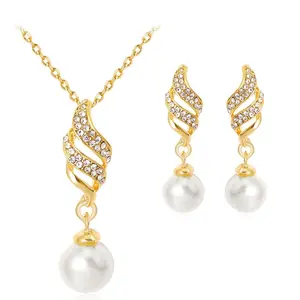 Costume Jewelry Necklace And Earring Sets Good Service Crystal Gold Jewelry Best Sale Necklace & Earring For Women Party Weeding
