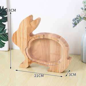 <span class=keywords><strong>Tirelire</strong></span> personnalisable en bois et acrylique pour enfants, motif dessin animé mignon (lettre de l'alphabet, animal), pour économiser de l'argent et organiser les pièces de monnaie - Product Image 4