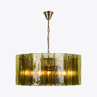 Lustre contemporain italien en fer et verre avec LED à intensité variable, idéal pour la maison et les mariages