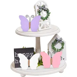 Украшения бабочки для дома набор из 3 деревенские белые розовые фиолетовые статуи бабочки украшения настольные украшения