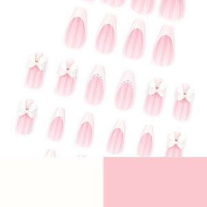 <span class=keywords><strong>Uñas</strong></span> Postizas Elegantes con Punta Francesa, Diseño 3D con Lazo Blanco y Perla, Estilo Stiletto, Hechas a Mano, Reutilizables, Acrílicas, de Lujo, para Novias, Bodas, Uso Diario y Fiestas - Product Image 4