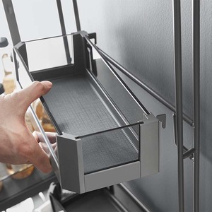 Unihopper Tall Cabinet <b>Pull</b> <b>Out</b> <b>Basket</b> Black Crystal Glass Damping Shelf <b>Kitchen</b> Storage Drawer Modern Minimalist Style - Product Image 3