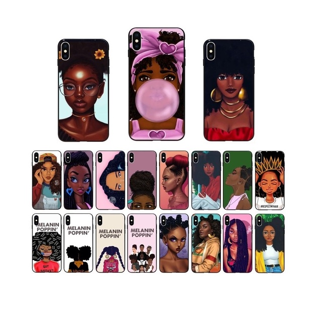 1000+ Designs Custom MELANIN POPPIN Girl TPU Silicon Case for iPhone 11 12 13 14 15 Pro Max UV Printing Sublimation Phone Case