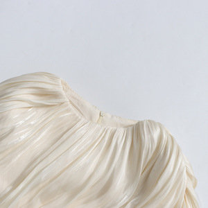 Elegante Abito Corto da Donna con Fiocco e Collo Rotondo, Stile Dolce e alla Moda, Design Plissettato Antirughe a Vita Alta, Novità 2026 - Product Image 6