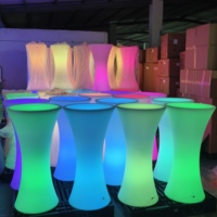 Table de bar lumineuse atmosphérique ronde à taille étroite, en plastique étanche pour extérieur, jardin, mariage, hôtel, avec LED
