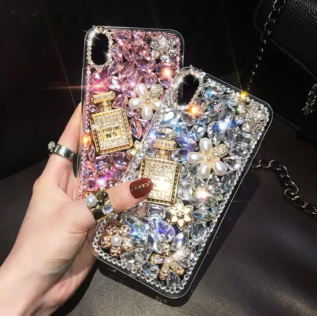 Perfume Bottle Rhinestone Luxury Case For IPhone 13 Mini 12 11 Pro Max X XS XR 6 7 8 PLus SE2 Bling Diamond Pretty Phone Cover