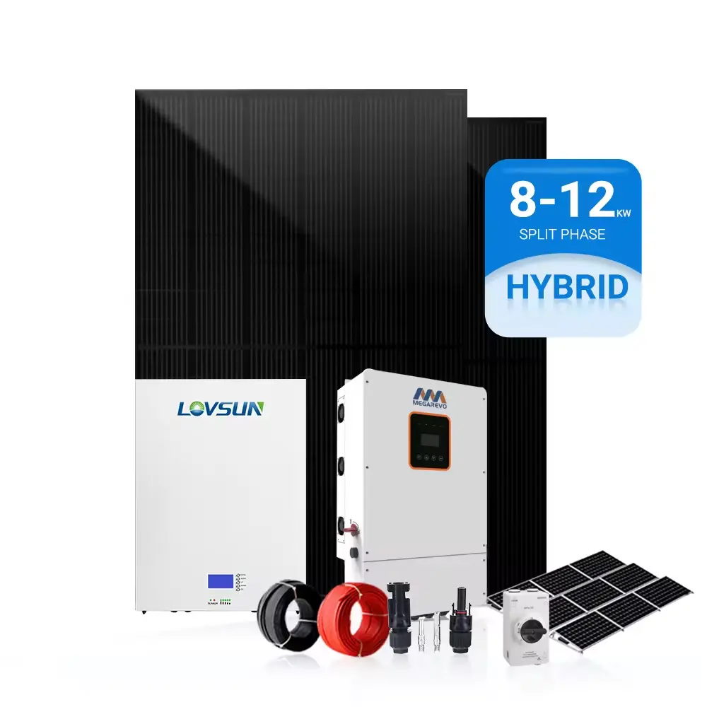 Lovsun Inverter tenaga surya hibrida, sistem energi surya Off-grid dalam ruangan Monitor Cerdas 10KW RS485
