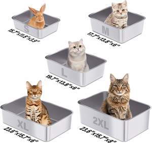 Caja de arena <span class=keywords><strong>para</strong></span> gatos de acero inoxidable de gran tamaño con espacio interior de 20L Lavabo de inodoro fácil de limpiar <span class=keywords><strong>para</strong></span> gatos - Product Image 3