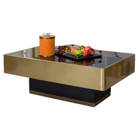 Meubles de salon modernes de luxe personnalisés, table basse carrée en marbre naturel clair, acier inoxydable, conçue pour les maisons et les villas