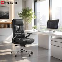 Chaise de bureau professionnelle de direction en cuir à dossier haut, base conique, accoudoirs 3D réglables et multifonctionnels
