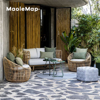 Mobilier rustique pour loisirs Petite table basse d'asie du sud-est indonésienne Chaises de jardin d'intérieur en rotin Canapé Table et chaises d'extérieur