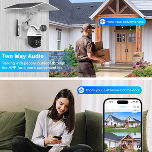 Hongglobal 6MP mạng thông minh năng lượng mặt trời Powered không dây surveil ngoài trời cctv <span class=keywords><strong>Camera</strong></span> ICAM + ubbox ống kính kép wifi an ninh năng lượng mặt trời máy ảnh - Product Image 4