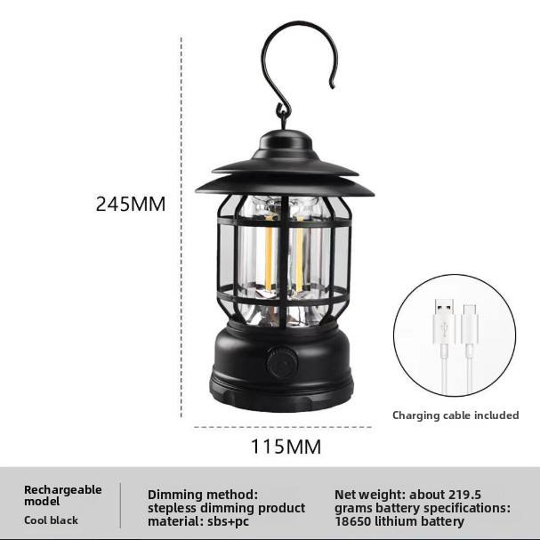 Retro lantern charging-black