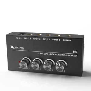 FIFINE Grosir Papan Penguat Audio Bertenaga N5 Mixer Mini Amplifier Amplifier Suara Stereo Mixer Audio Kartu Suara