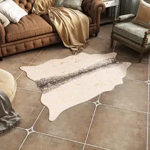 Tapis en fausse peau de vache de couleur naturelle pour le salon Tapis en peau de vache imprimé 3d pour chambre à coucher Tapis en peau de vache animale en fausse fourrure de qualité supérieure